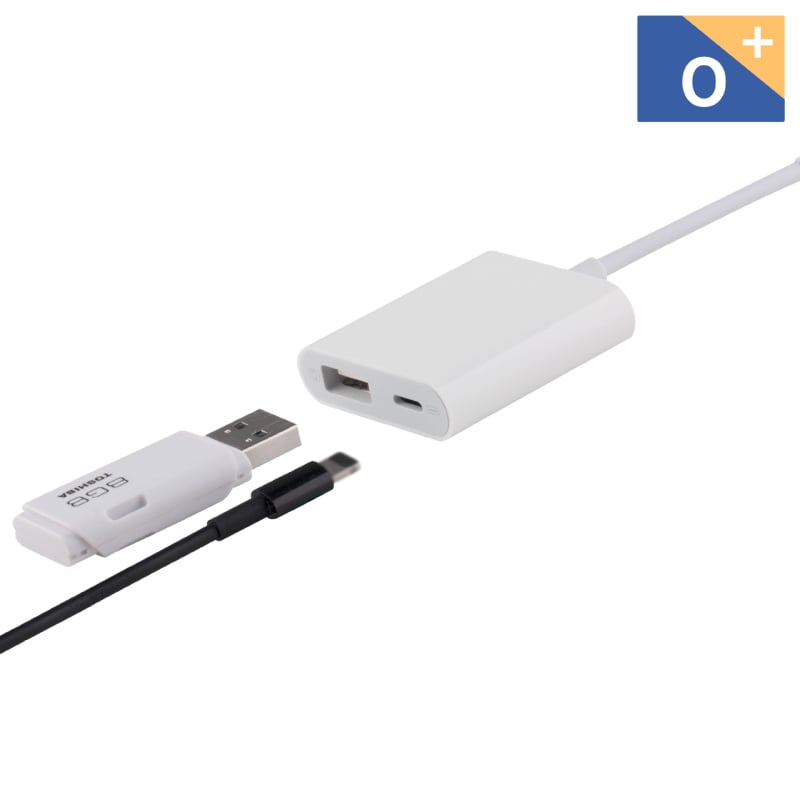 Apple iPhone OTG Lightning USB kábel pre USB disk a kamerový set, meďové jadro, dĺžka 15 cm, čip 3959, rýchlosť prenosu údajov 16