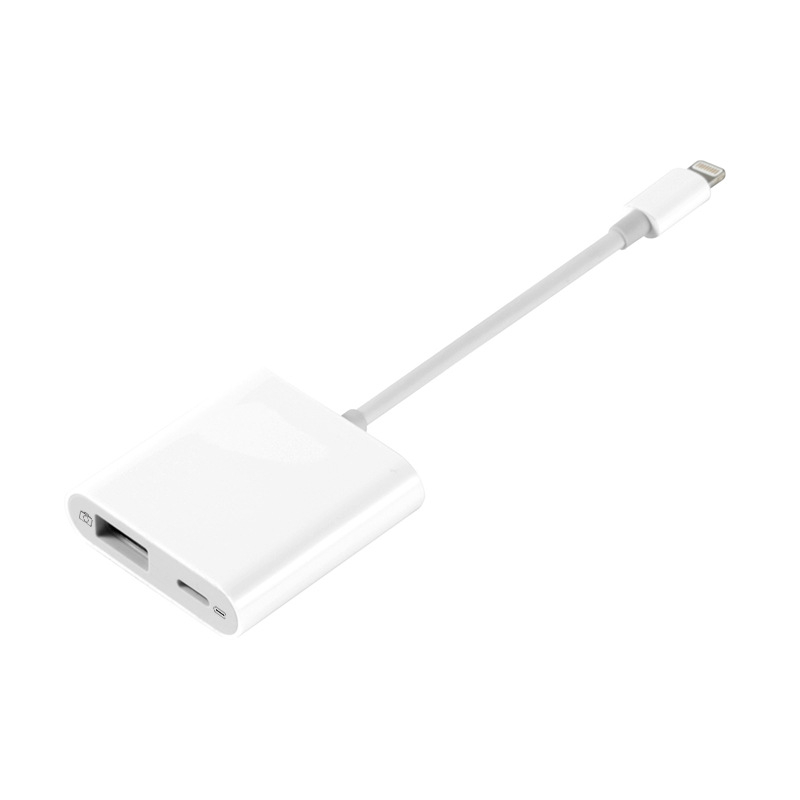 Apple iPhone OTG Lightning USB kábel pre USB disk a kamerový set, meďové jadro, dĺžka 15 cm, čip 3959, rýchlosť prenosu údajov 16