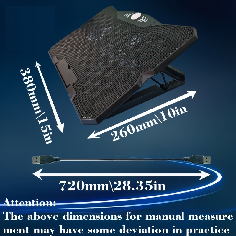 Chladič pre notebook s 4 ventilátormi, konštrukcia z plastu + kovovej mreže (Typ: chladič pre notebook; Kompatibilita: Notebook; Chladenie: Ventilátor; Počet ventilátorov: 4; Materiál: Plast + Kovová mriežka)