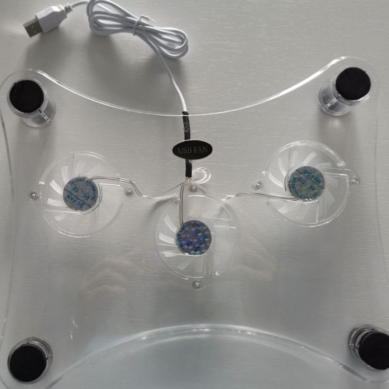 Основа за охлаждане на лаптоп с 3 вентилатора, PVC, въздушно охлаждане