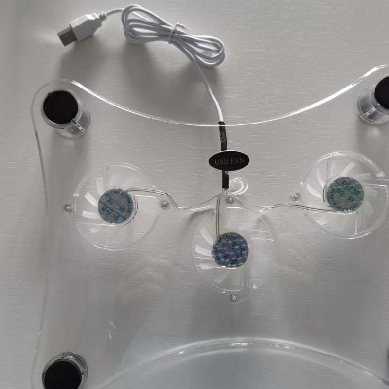 Основа за охлаждане на лаптоп с 3 вентилатора, PVC, въздушно охлаждане