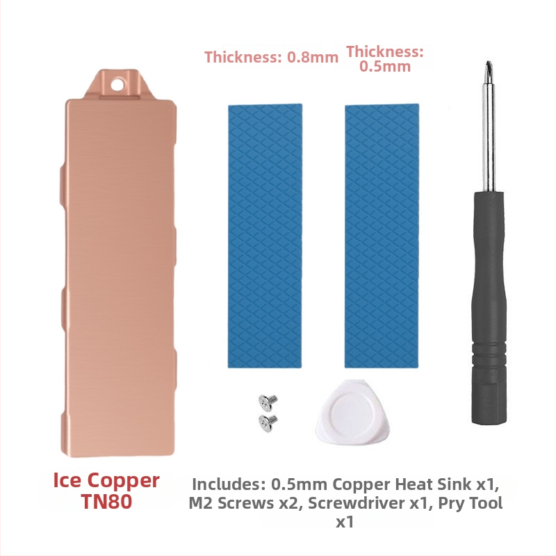 Chladič SSD M.2 NVMe – Meď, 1 tepelna trubka, Ice Copper M08Evo