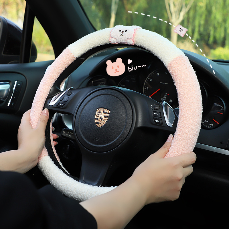 Navlaka za volan automobila, plišani umjetni materijal, univerzalno pričvršćivanje, četiri sezone, protuklizni grip