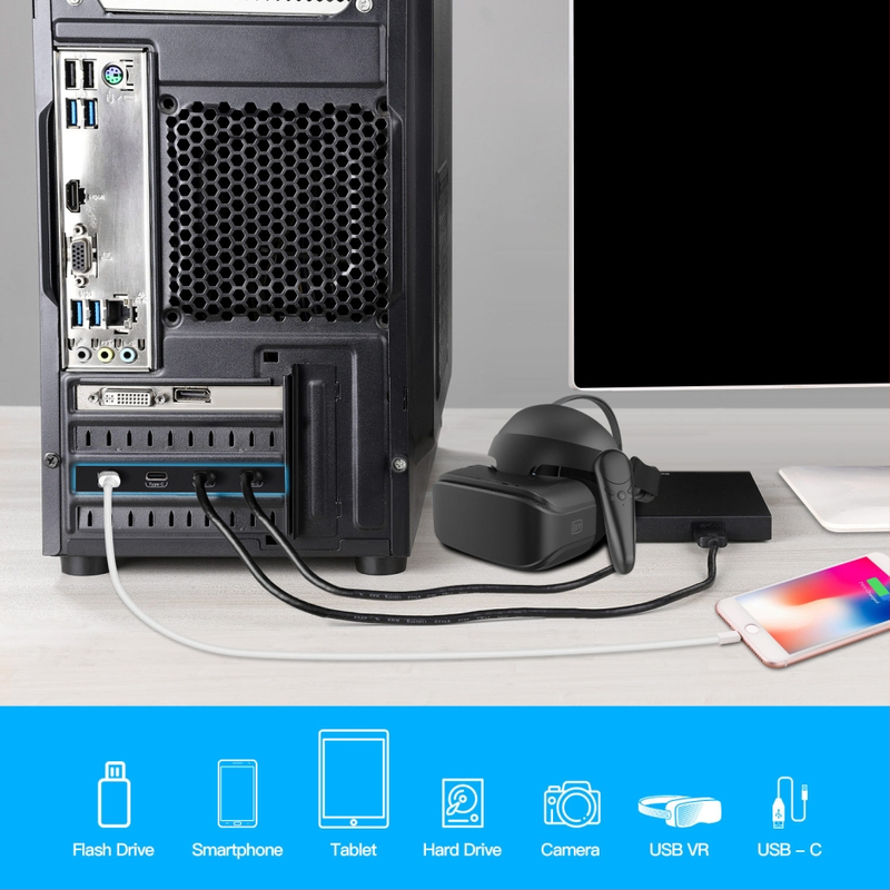 PCIe na Type-C rozšírená karta, USB 3.2 20Gbps, bez ovládačov, adaptér PCIe slotu