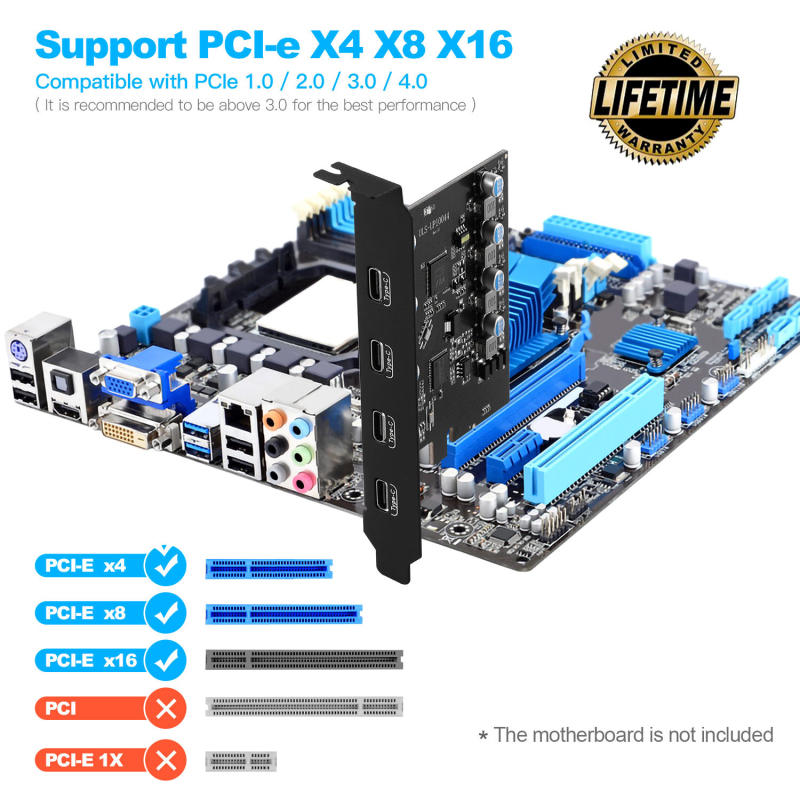 Κάρτα επέκτασης PCIe σε Type-C, USB 3.2 20Gbps, χωρίς προγράμματα οδήγησης, PCIe προσαρμογέας