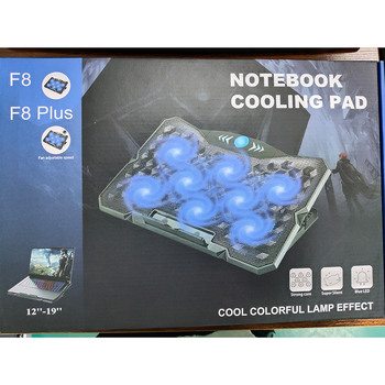 Радиатор за лаптоп F8 Plus с 8 нискошумни вентилатори, пластмасова конструкция, охлаждане с вентилатор