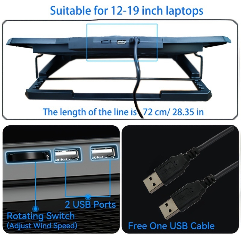 Радиатор за лаптоп F8 Plus с 8 нискошумни вентилатори, пластмасова конструкция, охлаждане с вентилатор