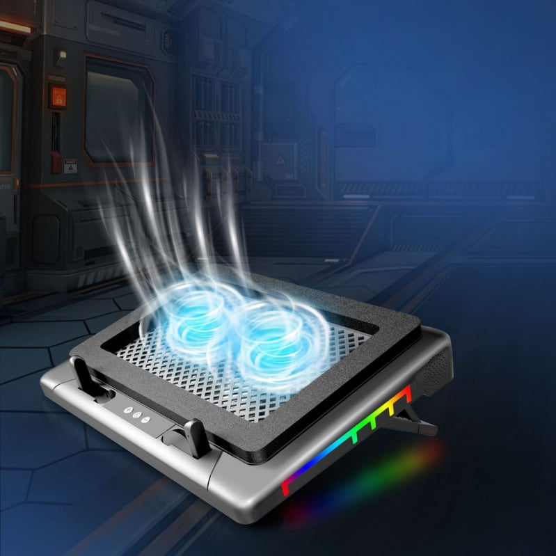 Chladič za prijenosno računalo S700 s RGB dvostrukim ventilatorima, podesiva visina, tiho funkcioniranje
