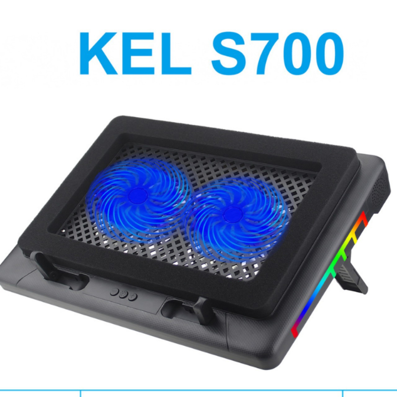 Chladič za prijenosno računalo S700 s RGB dvostrukim ventilatorima, podesiva visina, tiho funkcioniranje