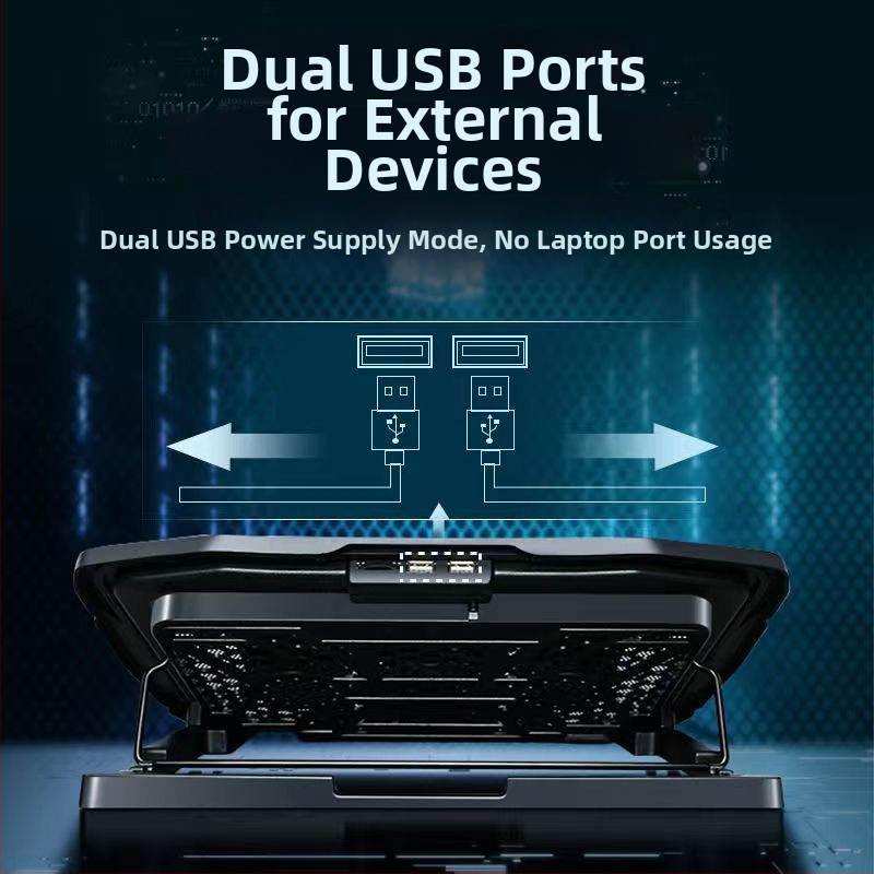 Notebook chladič H9, skladací chladiaci podstavec, kovová sieť, konfigurácia s 6 ventilátormi, hmotnosť 1 kg