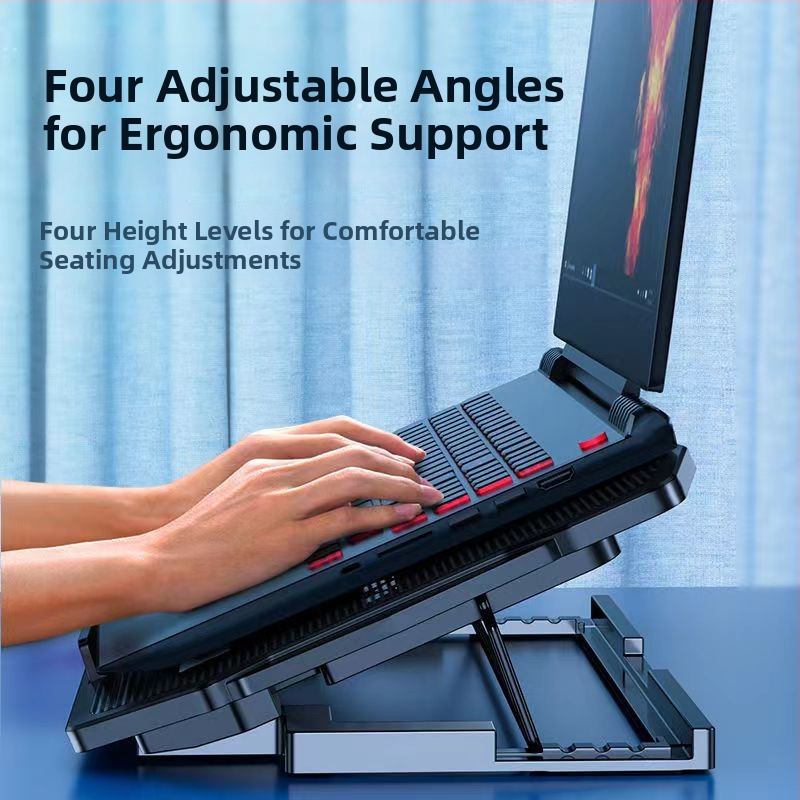 Notebook chladič H9, skladací chladiaci podstavec, kovová sieť, konfigurácia s 6 ventilátormi, hmotnosť 1 kg