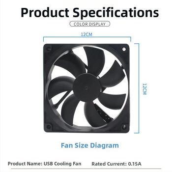 Ventilátor na chladenie skriňe počítača, ABS, olejové ložisko, tichý, USB rozhranie nastaviteľné, vzduchové chladenie