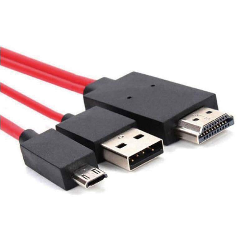 HDMI patch kábel Micro 11-pin Android na HDMI pre Samsung S5 – meďové jadro, 1 na 2 splitter, HDMI, 1080p
