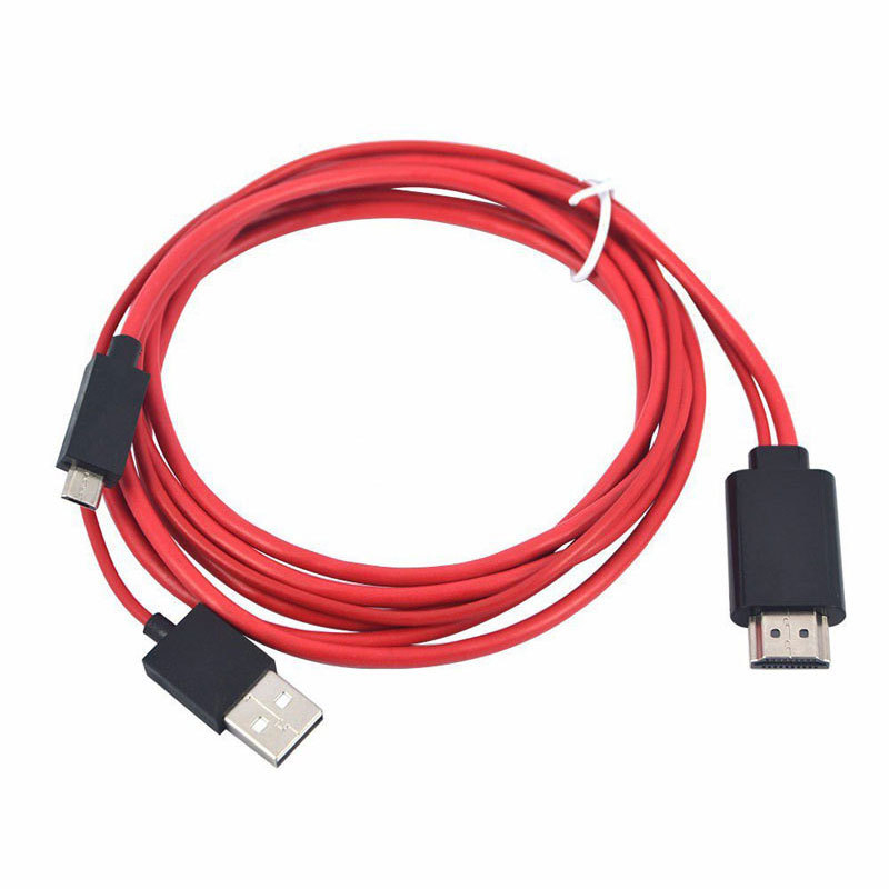 HDMI patch kábel Micro 11-pin Android na HDMI pre Samsung S5 – meďové jadro, 1 na 2 splitter, HDMI, 1080p