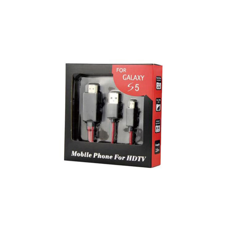 HDMI patch kábel Micro 11-pin Android na HDMI pre Samsung S5 – meďové jadro, 1 na 2 splitter, HDMI, 1080p