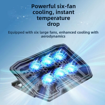Nešiojamojo kompiuterio aušintuvas H9 su 6 ventiliatoriais ir metalo tinkleliu (6 ventiliatorių, metalo tinklelis, ventiliatorių aušinimas)