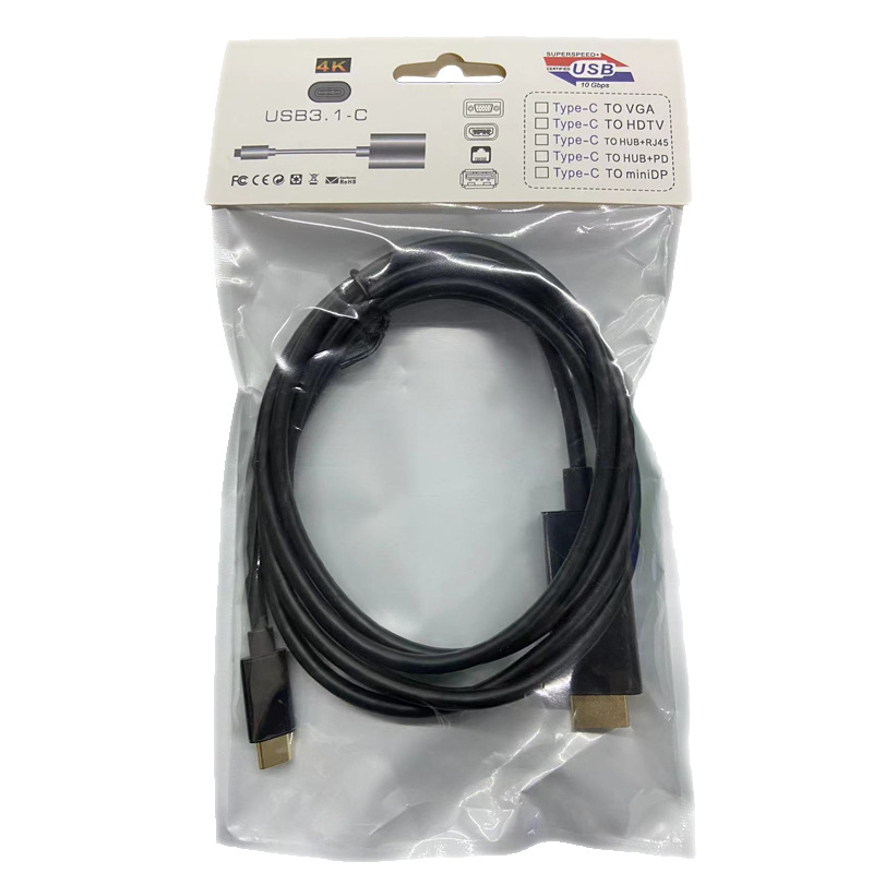 Type-C към HDMI адаптер кабел, 4K30Hz, медно ядро, дължина 2.1 m