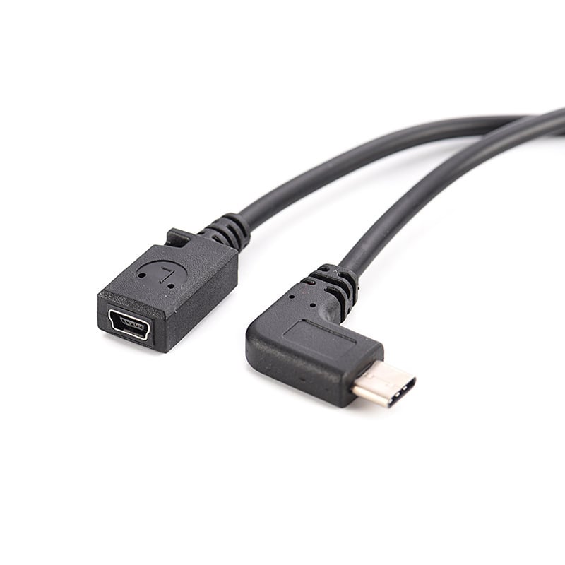Type-C férfi 90° adapterkábelle Micro USB női végével, 27 cm, rézmag