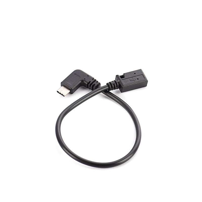Type-C férfi 90° adapterkábelle Micro USB női végével, 27 cm, rézmag