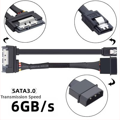 Ximi Technology SATA napájanie a dátový integrovaný predlžovací kábel s IDE 4-pin a SATA 3.0 adaptérom