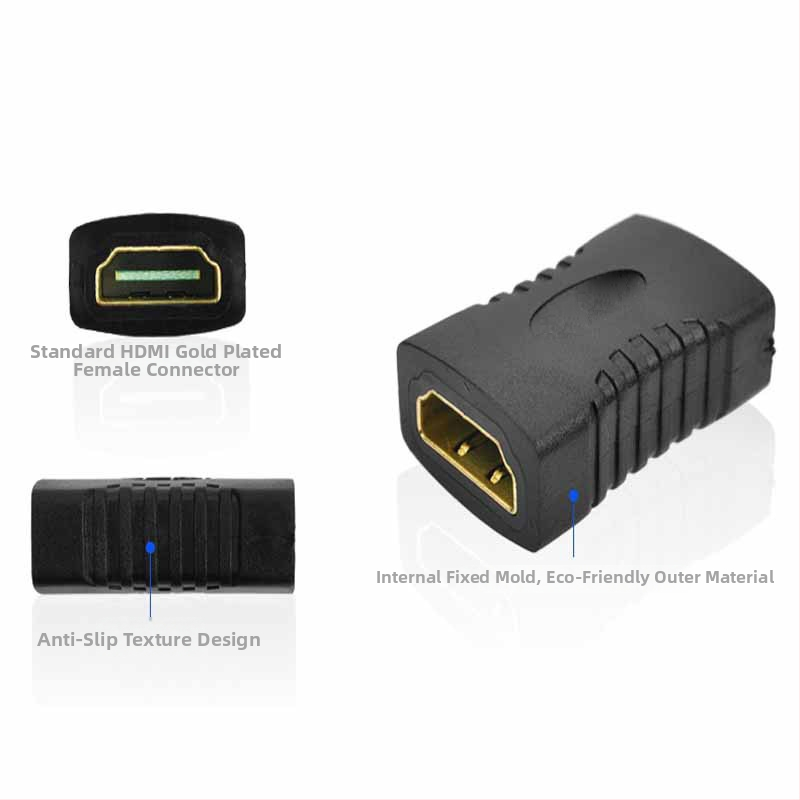 HDMI A–HDMI A bővítőfej, női–női adapter, 4K60, rézmag, aranyozott, verzió 2.0