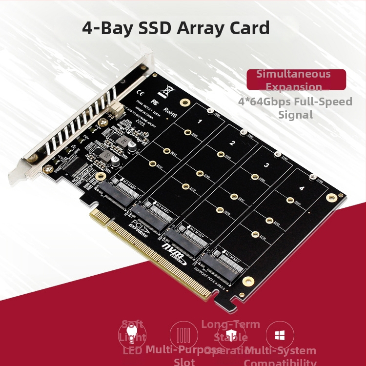 Panhong PH44 NVMe PCIe adaptér pre 4-diskovú políčku so delením signálov (OEM)