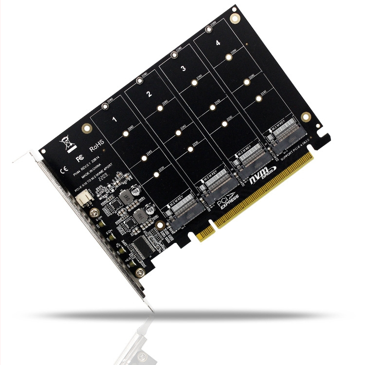 Panhong PH44 NVMe PCIe adaptér pre 4-diskovú políčku so delením signálov (OEM)