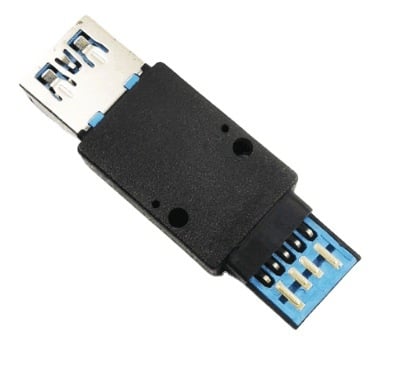 USB 3.0 férfi–nő adapter, teljes műanyag ház, rézmag, 5000+ ciklus élettartam, teljes funkcionalitású adapter