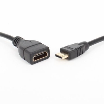 HDMI mini férfi– HDMI szabvány nő adaptor kábel, 17 cm hosszú, rézzel bevont acélmag