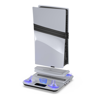 DOBE PS5 Pro/Slim основа за охлаждане със зарядно за PSVR2 контролер и държач за слушалки – PS5 Slim, 773 g, 26.5 × 28.1 × 7 cm