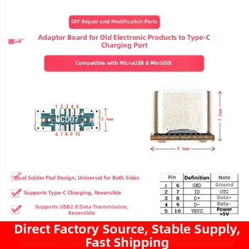 MC007 Micro USB na Type-C adaptér doska, USB 2.0, Micro USB rozhranie, použitie: upgrade starších zariadení z Micro USB na Type-C, meďové jadro