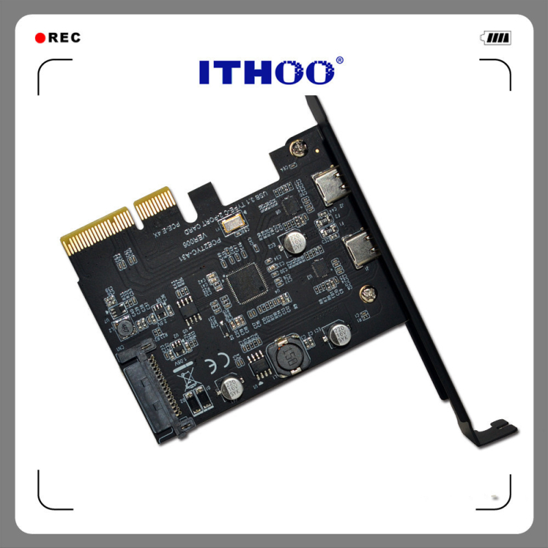 USB 3.2 bővítő kártya kettős Type-C portokkal, ASM3142, 10Gbps, OEM Pce2tyc-a31