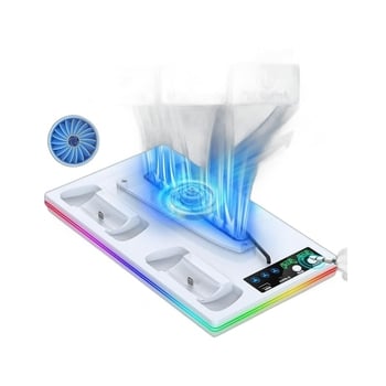 PS5 Pro / PS5 Slim / PS5 Konzola – RGB svetelná chladiaca základňa a nabíjací stojan na ovládač, model YH-69