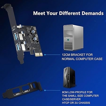 USB PCIe rozšírená karta s 18W Power Delivery, USB 3.0 Type-C, 3-portová, FL1100