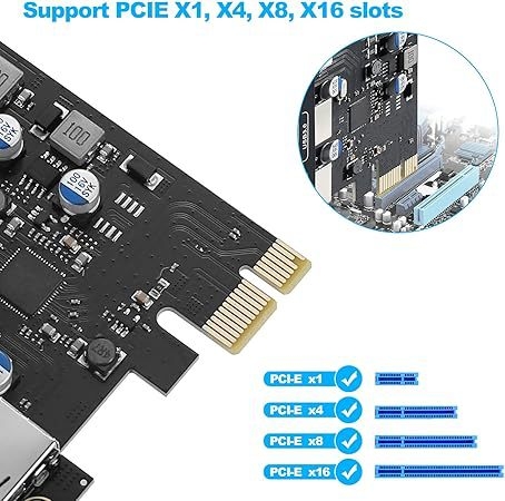 USB PCIe rozšírená karta s 18W Power Delivery, USB 3.0 Type-C, 3-portová, FL1100