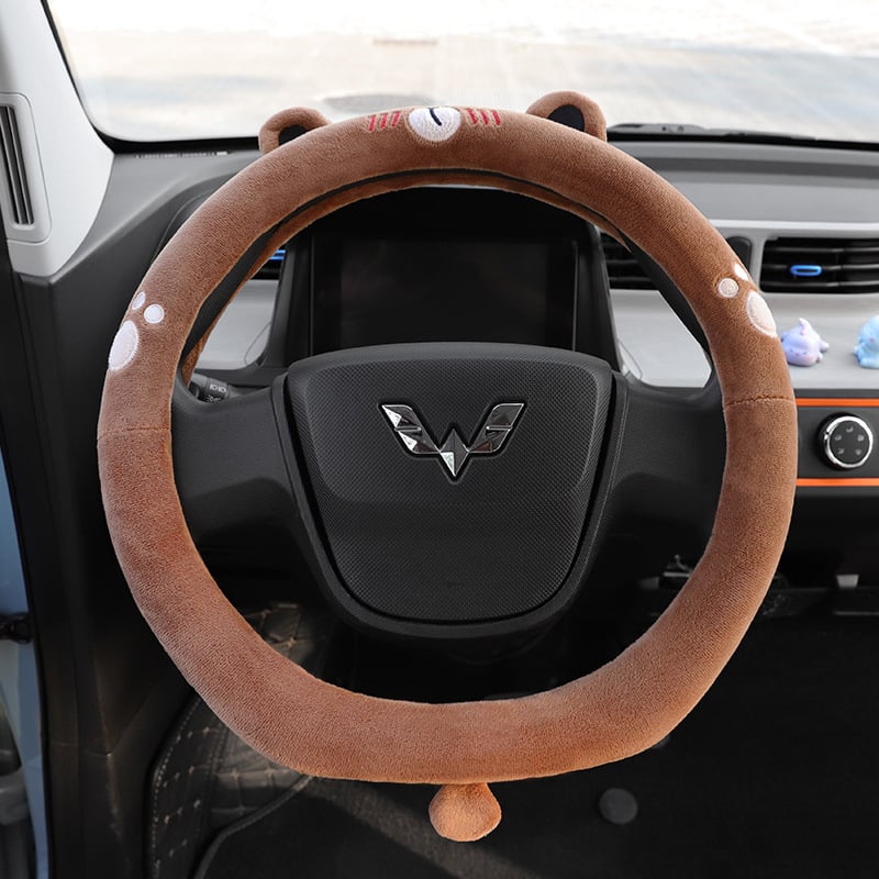 Navlaka za volan za Wuling Mini, zimski pliš, izvezen uzorak, univerzalna kompatibilnost, jednostavna ugradnja