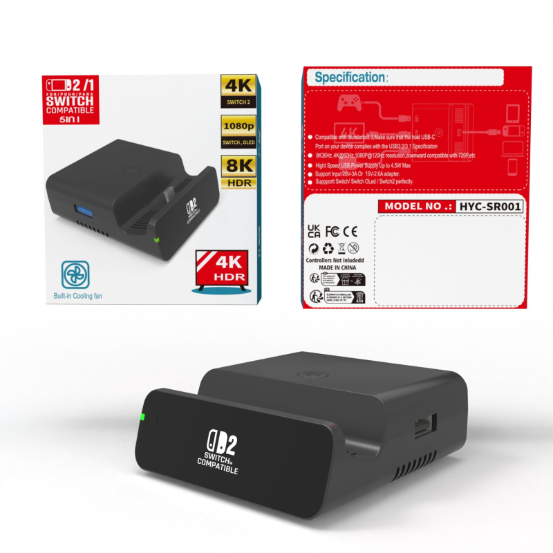 Chladiaca základňa pre Switch, OLED a Switch 2 | Materiál ABS | Model HYC-SR001 | Odvod tepla