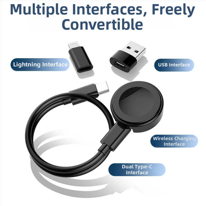 Type-C viacportový adaptér s 1:8 delením, porty Mini USB, Lightning, OTG, Micro USB a Type-C; magnetické uchytenie; až 60W PD rýchle nabíjanie; kompatibilný s bezdrôtovým nabíjaním Apple Watch