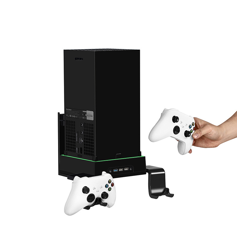 Zidni držač za Xbox Series X s rashladom bazom i držačem za kontroler (Model SY-XSX-898, ABS, Type-C sučelje, Video/Audio sučelje 1, Mrežno sučelje 1; Pohrana, hlađenje, LED rasvjeta)