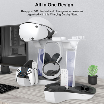 Bază de încărcare și răcire pentru controllere PS5 VR2 și headset VR, cu suport de depozitare pentru ochelari, ABS