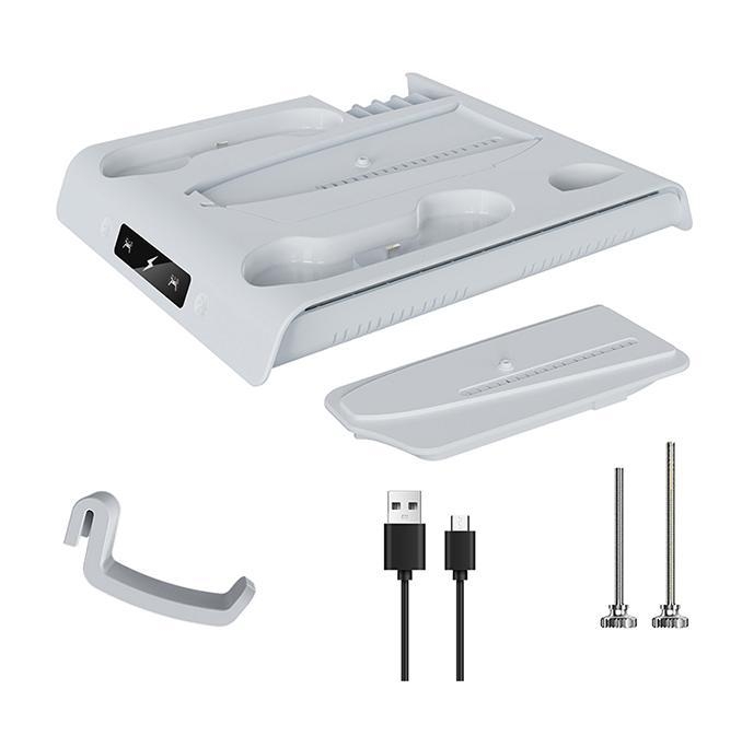 PS5 Slim/Pro baza za skladištenje i punjenje s integriranim ambijentalnim svjetlosnim prstenom; ABS materijal; kompatibilno s PS5 Slim/Pro digitalnom i verzijom s optičkim pogonom; težina 560 g