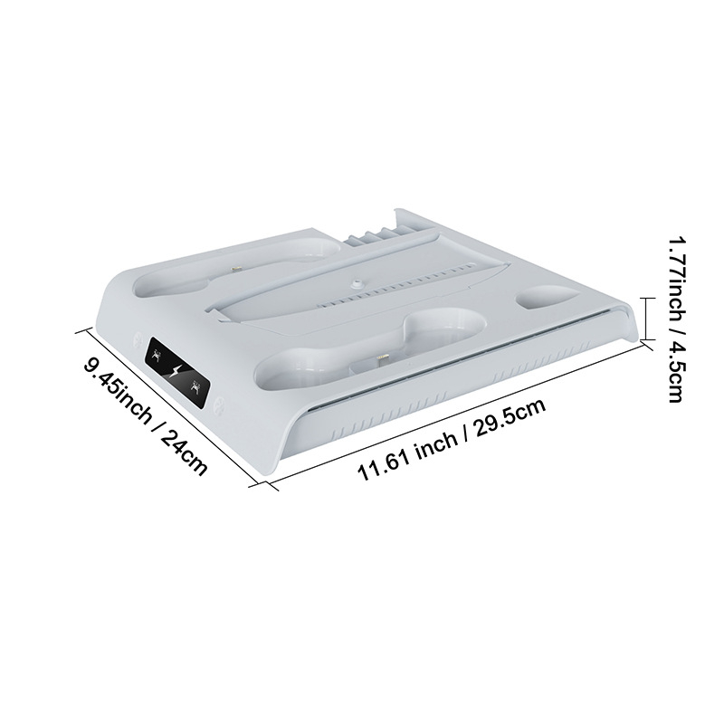 PS5 Slim/Pro baza za skladištenje i punjenje s integriranim ambijentalnim svjetlosnim prstenom; ABS materijal; kompatibilno s PS5 Slim/Pro digitalnom i verzijom s optičkim pogonom; težina 560 g
