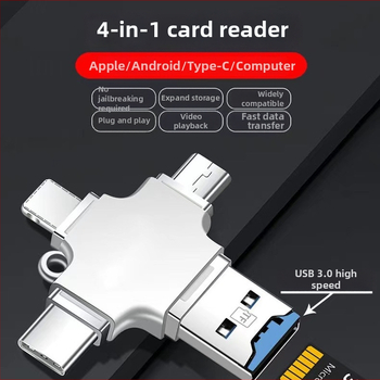 Type-C OTG adaptér, štyri v jednom, viaceré rozhrania, čítačka TF kariet
