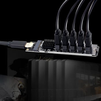 Proširena USB na SATA kartica, 5-portna, JMS580 + JMB575, SATA3.0 6Gbps, 30 cm kabel