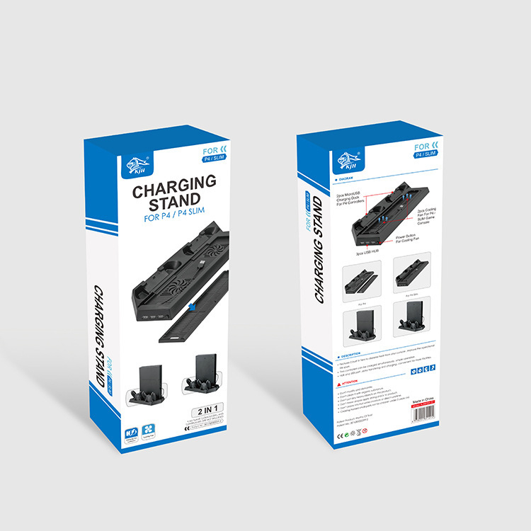 PS4 Slim Višenamjenski Stalak s Hlađenjem — USB Napajanje, ABS, Kompatibilan s PS4 Pro/Slim/PS4, Držač za punjenje i odvode topline