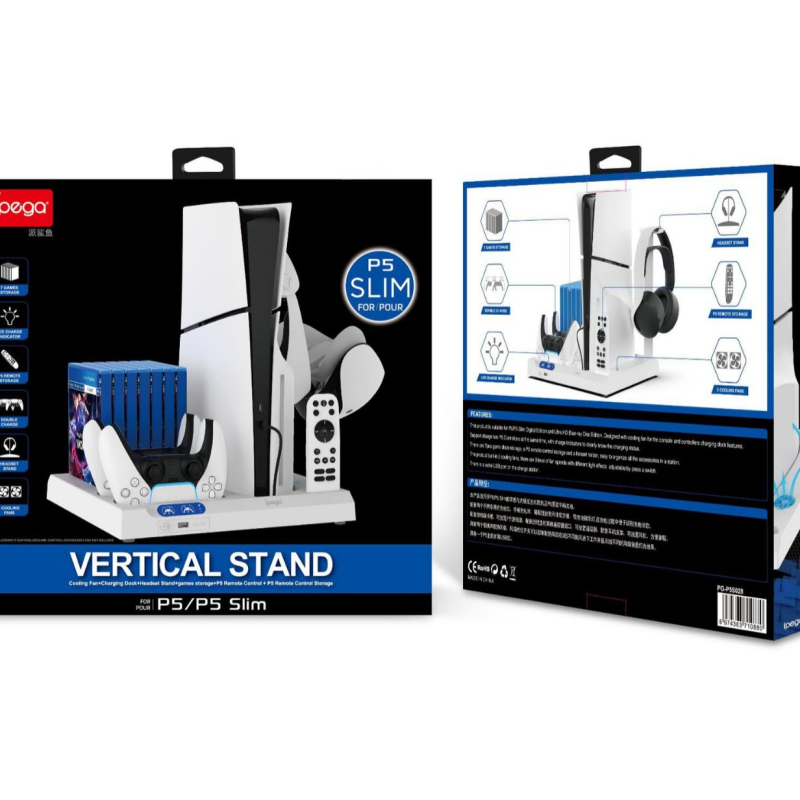 PS5 Pro/Slim Βάση Ψύξης με Ανεμιστήρα και Ράφι Δίσκων — Πολυλειτουργική Βάση Για Ελεγκτή