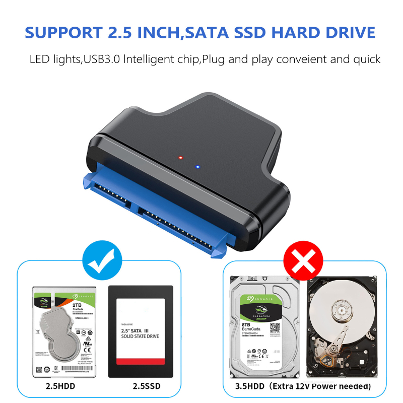USB-SATA adapter kabel AMS1153E, bakreno jezgro, brzina prijenosa 500