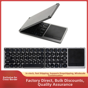 Sklopná Bluetooth klávesnica s touchpadom pre tablety, telefóny a notebooky — 64 kláves, hliníková zliatina, bezdrôtová, dobíjateľná, prenosná
