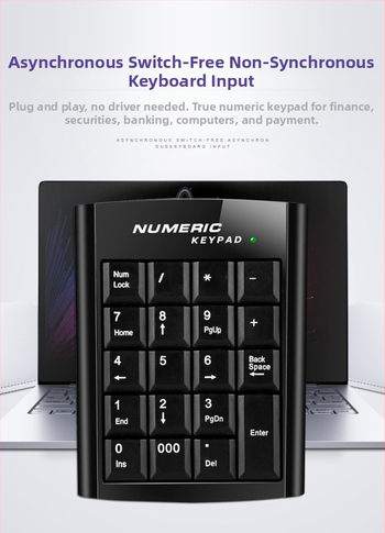 Pad numeric USB, conectare cablată, 17/18/19 taste, sprijin pentru mână, Plug-and-Play