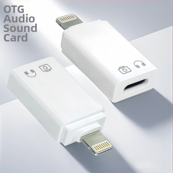 OTG USB-C adaptér pre zariadenia Apple – prehrávanie z USB flash disku, zvuk a nabíjanie, podpora digitálnych slúchadiel (pre iPhone SE a staršie modely)